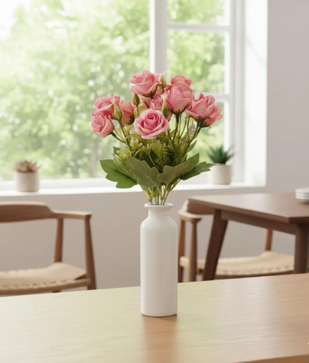 Set 4 Flores Artificiales Ramo Decorativo Rosas Botón Jhn-7