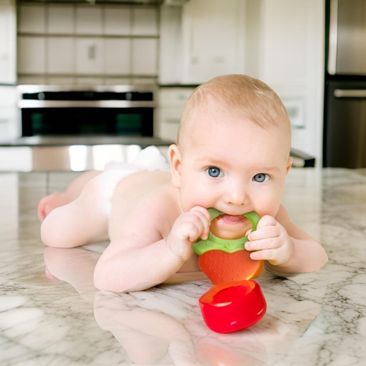 Set 6 Mordedor Forma Frutas Silicona Estuche Bebes Lau-5