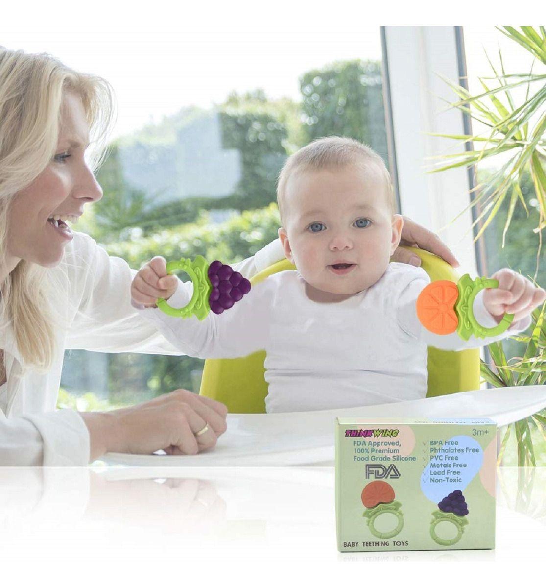 Set 6 Mordedor Forma Frutas Silicona Estuche Bebes Lau-6