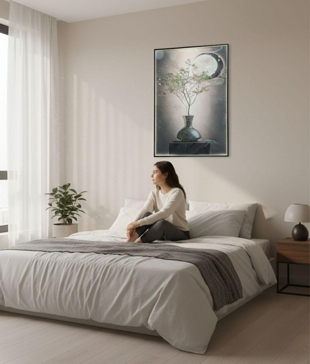 Cuadro Decorativo Pared Naturaleza Luna LED Hogar Jhn-2