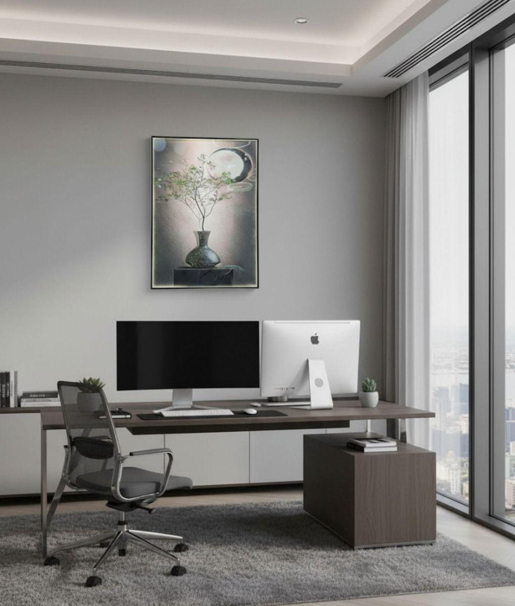 Cuadro Decorativo Pared Naturaleza Luna LED Hogar Jhn-5