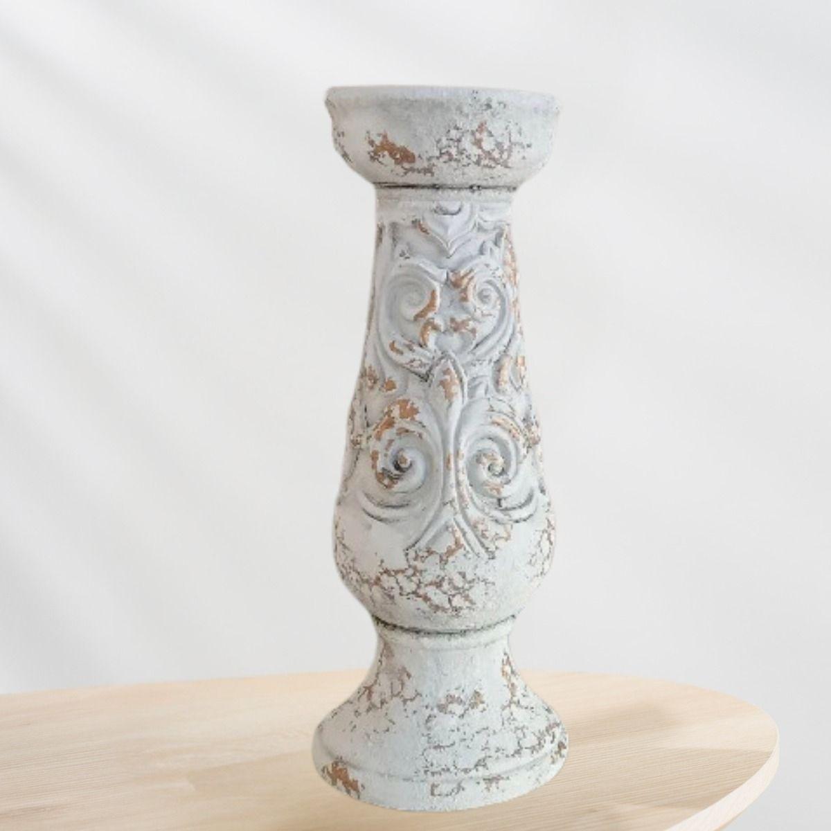 Pedestal Decorativo Soporte Cerámica Envejecido 30cm Jhn-2
