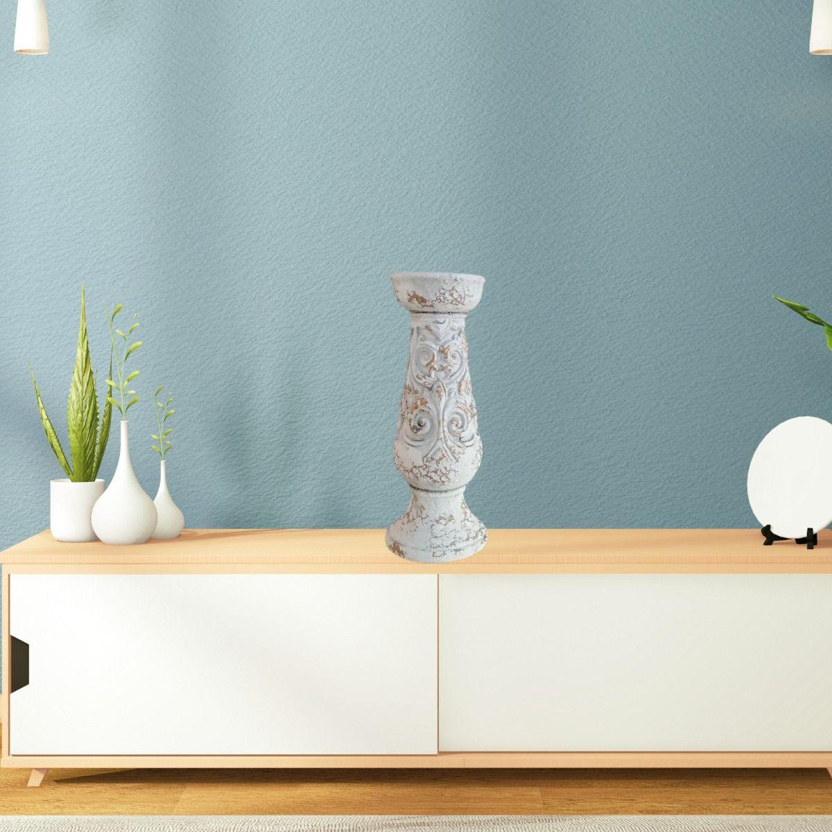 Pedestal Decorativo Soporte Cerámica Envejecido 30cm Jhn-3