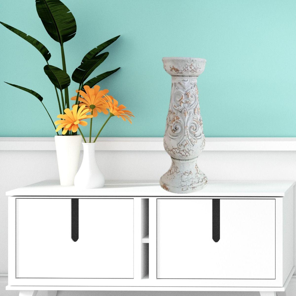 Pedestal Decorativo Soporte Cerámica Envejecido 30cm Jhn-4