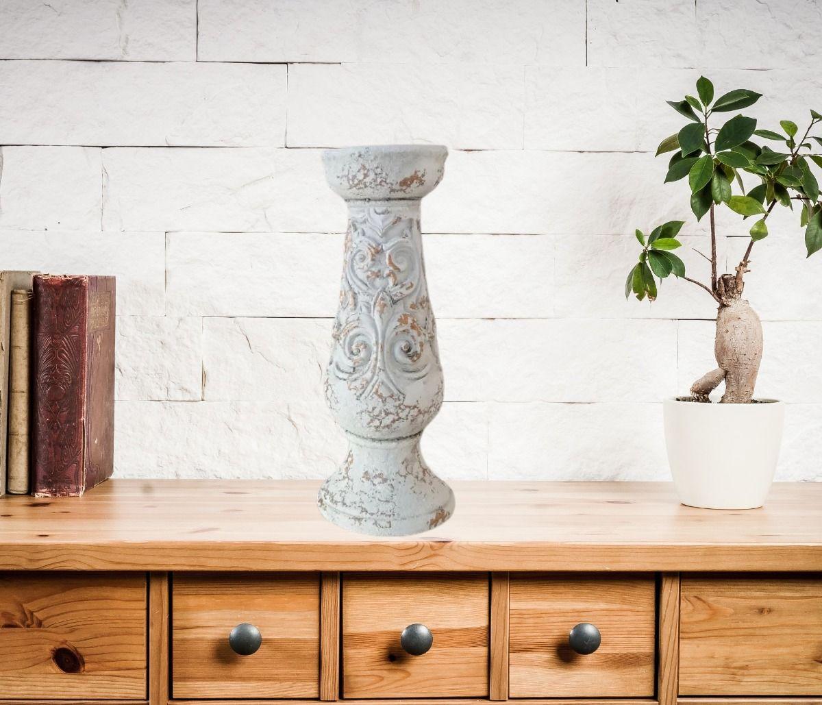 Pedestal Decorativo Soporte Cerámica Envejecido 30cm Jhn-7