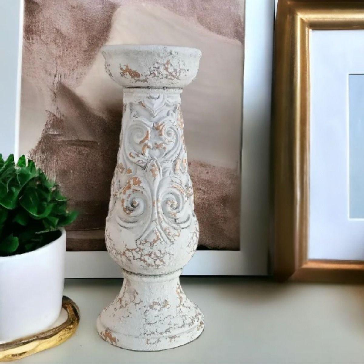 Pedestal Decorativo Soporte Cerámica Envejecido 30cm Jhn-9