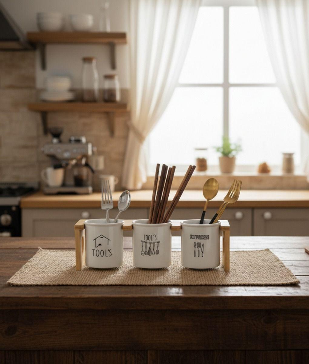 Set Organizador Cubiertos Utensilios Moderno 3 Pzas Jhn-9