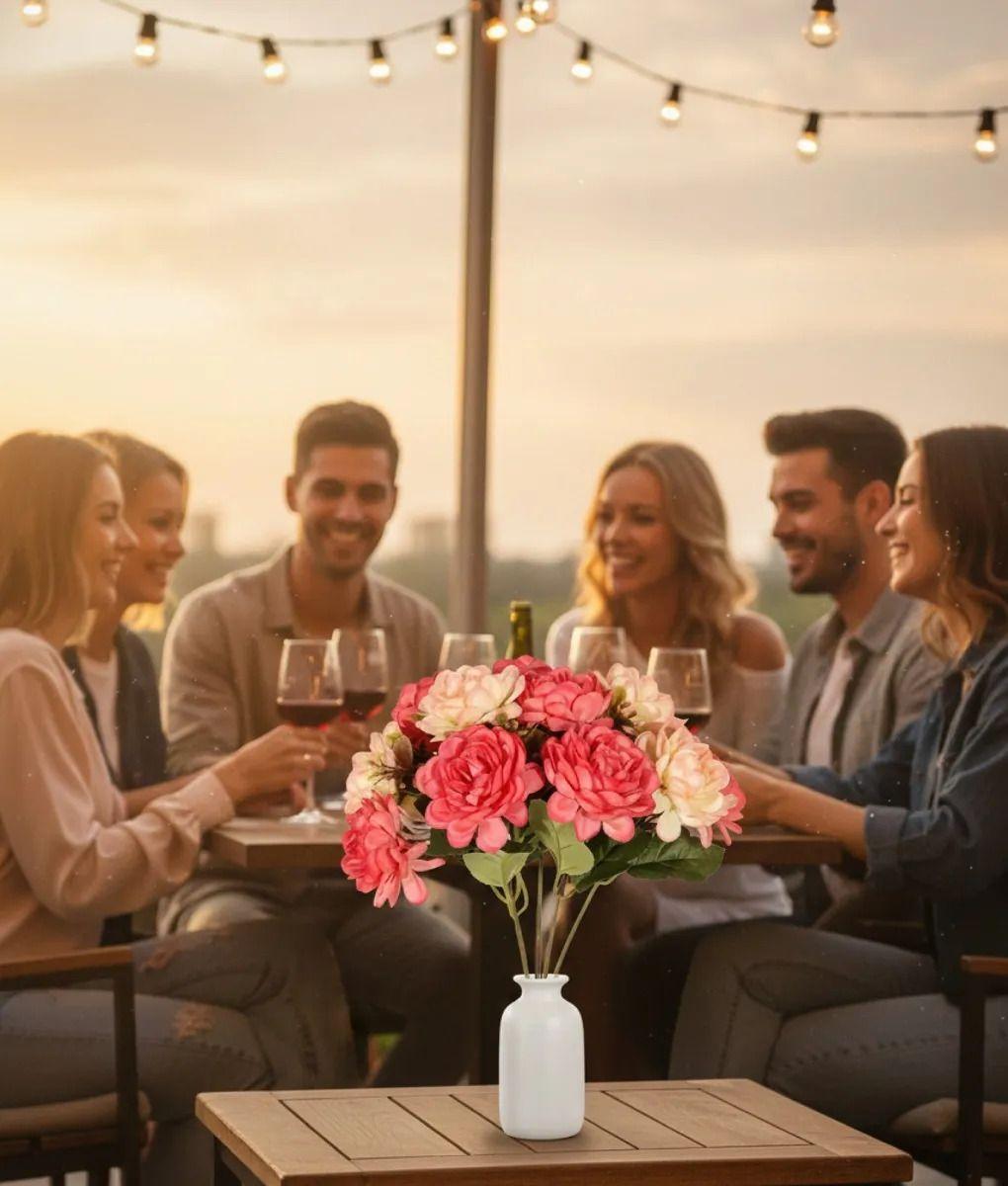 Set 5 Flores Decorativas Artificiales Ramo Claveles Jhn-2