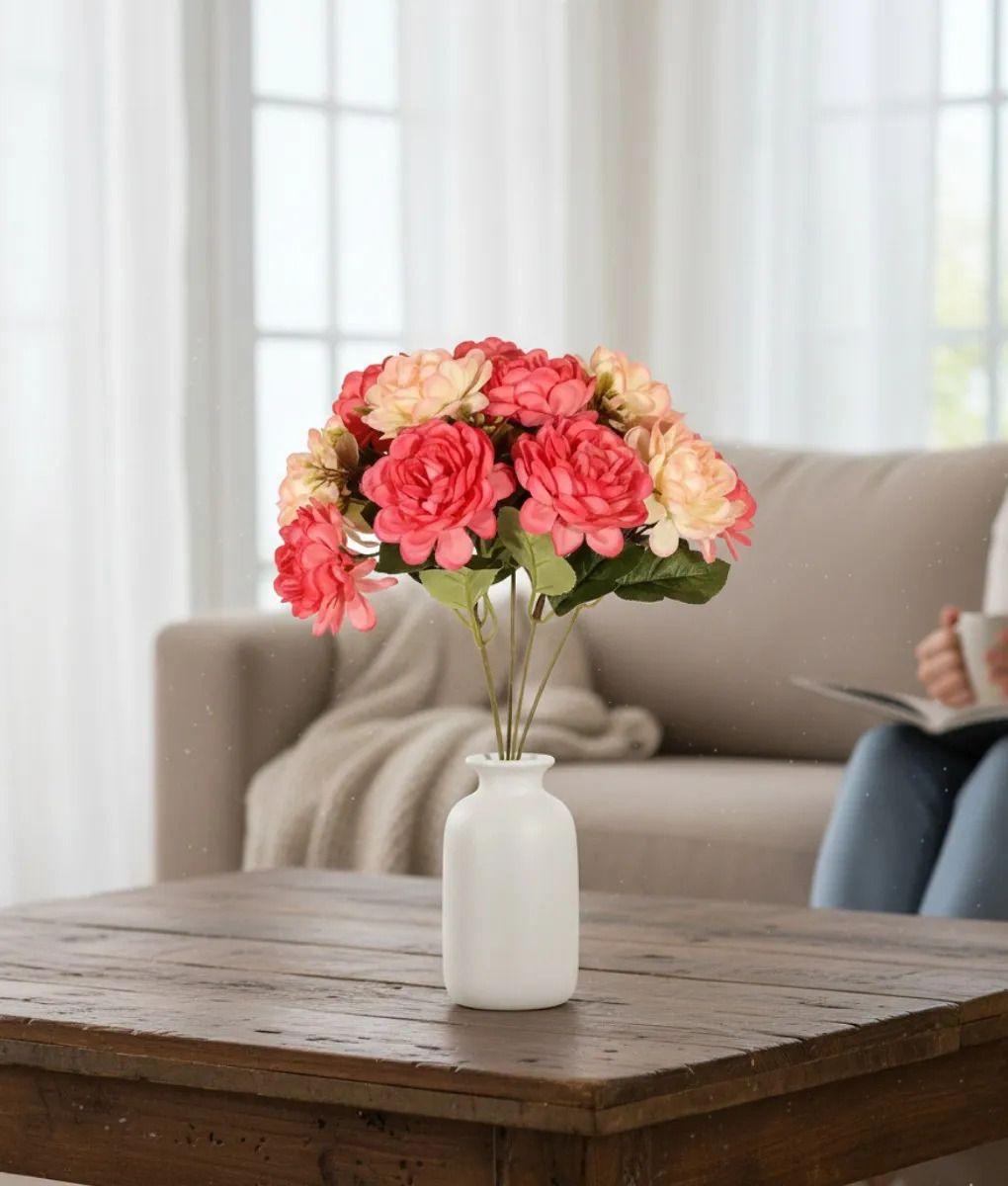 Set 5 Flores Decorativas Artificiales Ramo Claveles Jhn-9