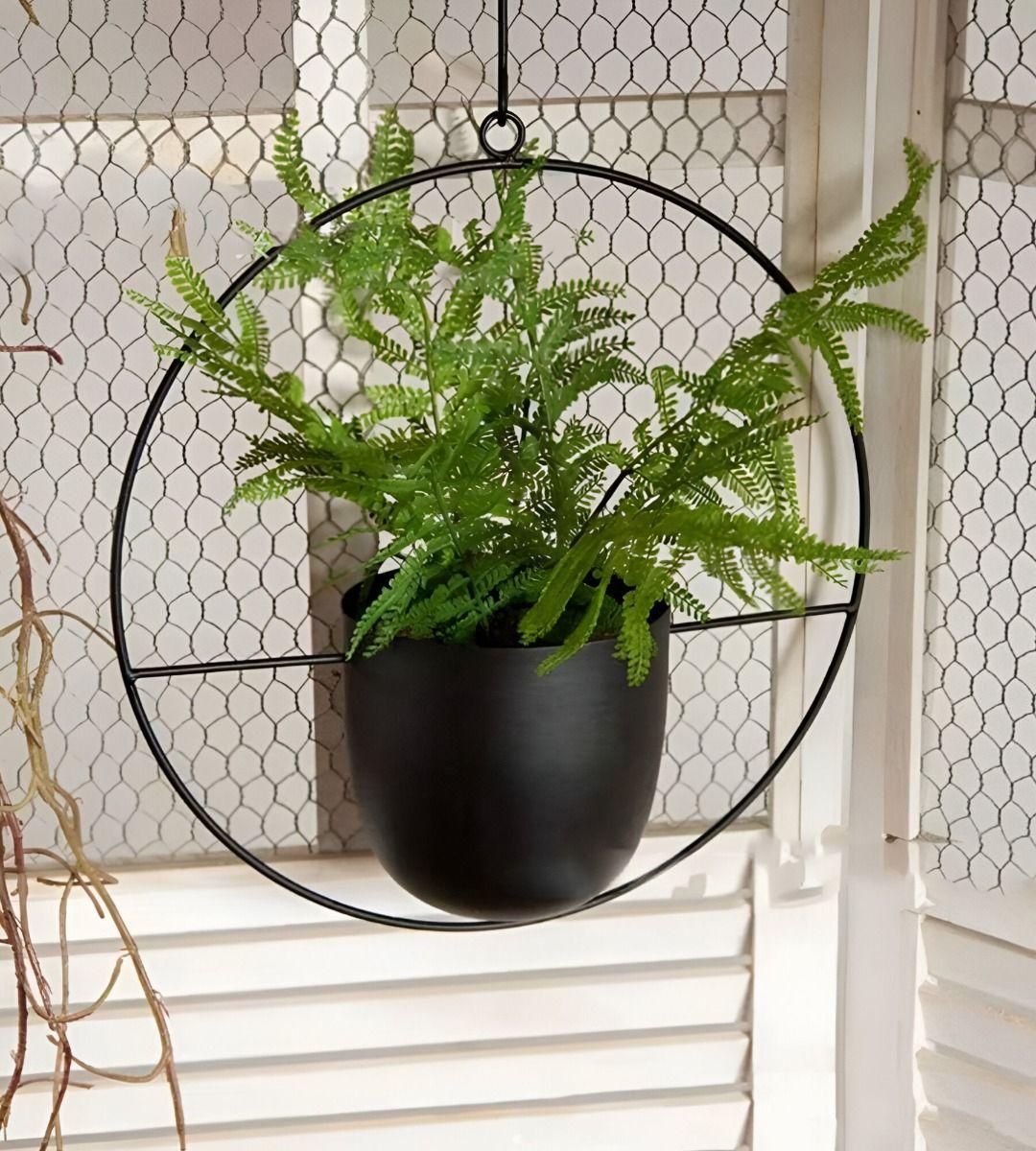 Maceta Colgante Plantas Flores Decorativa Negro Jhn-3
