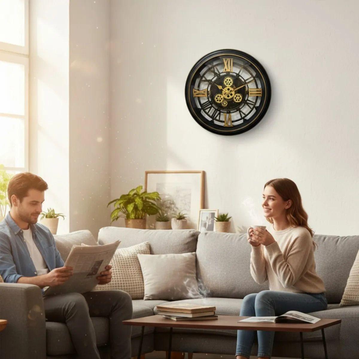 Reloj Pared Industrial Engranajes Visibles Estilo Vintage AJ-3