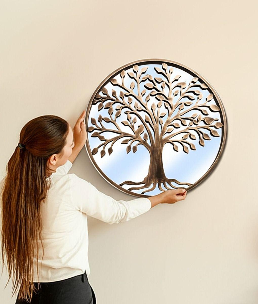 Espejo Decorativo Redondo Arbol Envejecido Pared Jhn-2