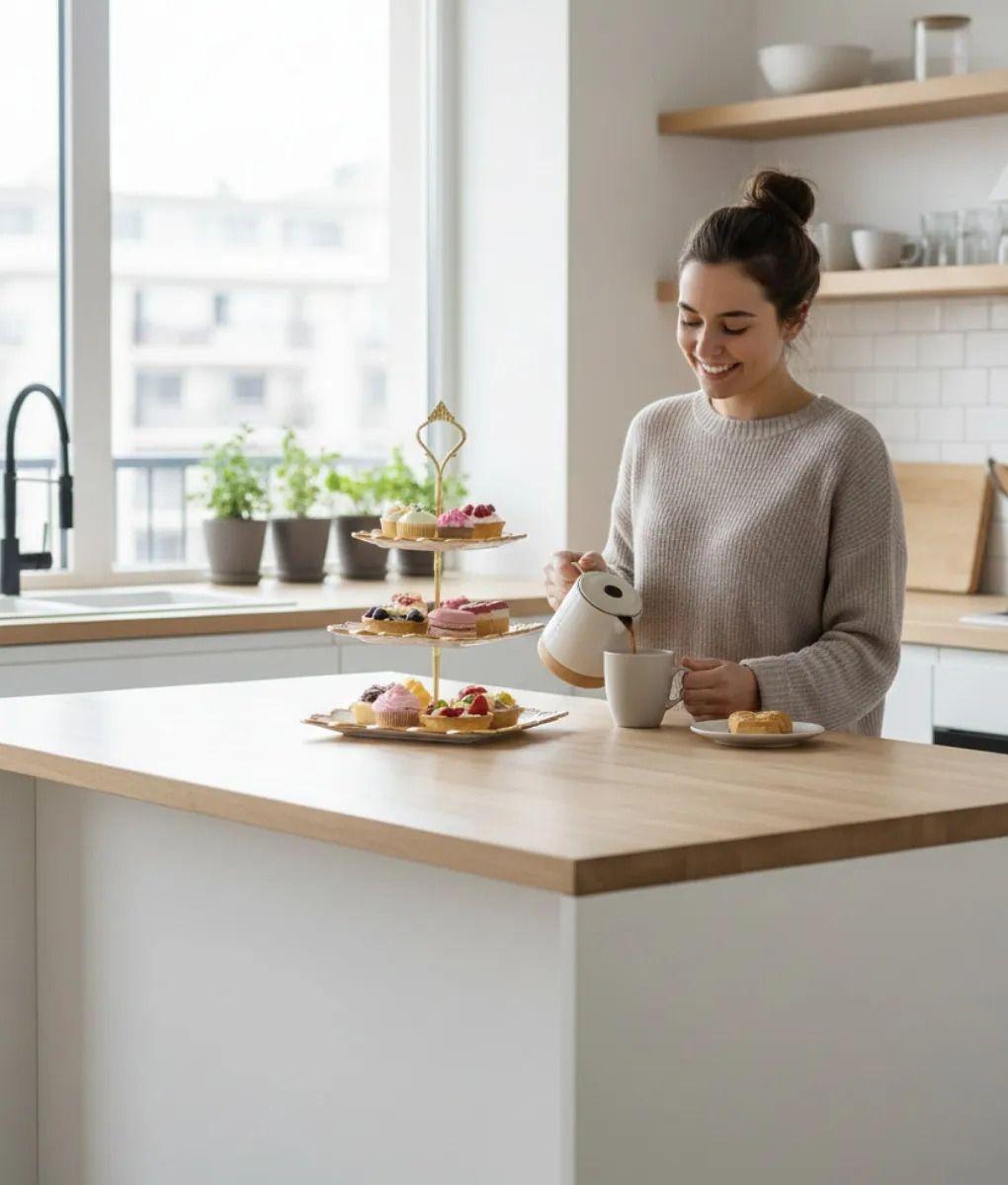 Bandeja Decorativa Servir Tres Niveles Bordes Ondulados Jhn-2