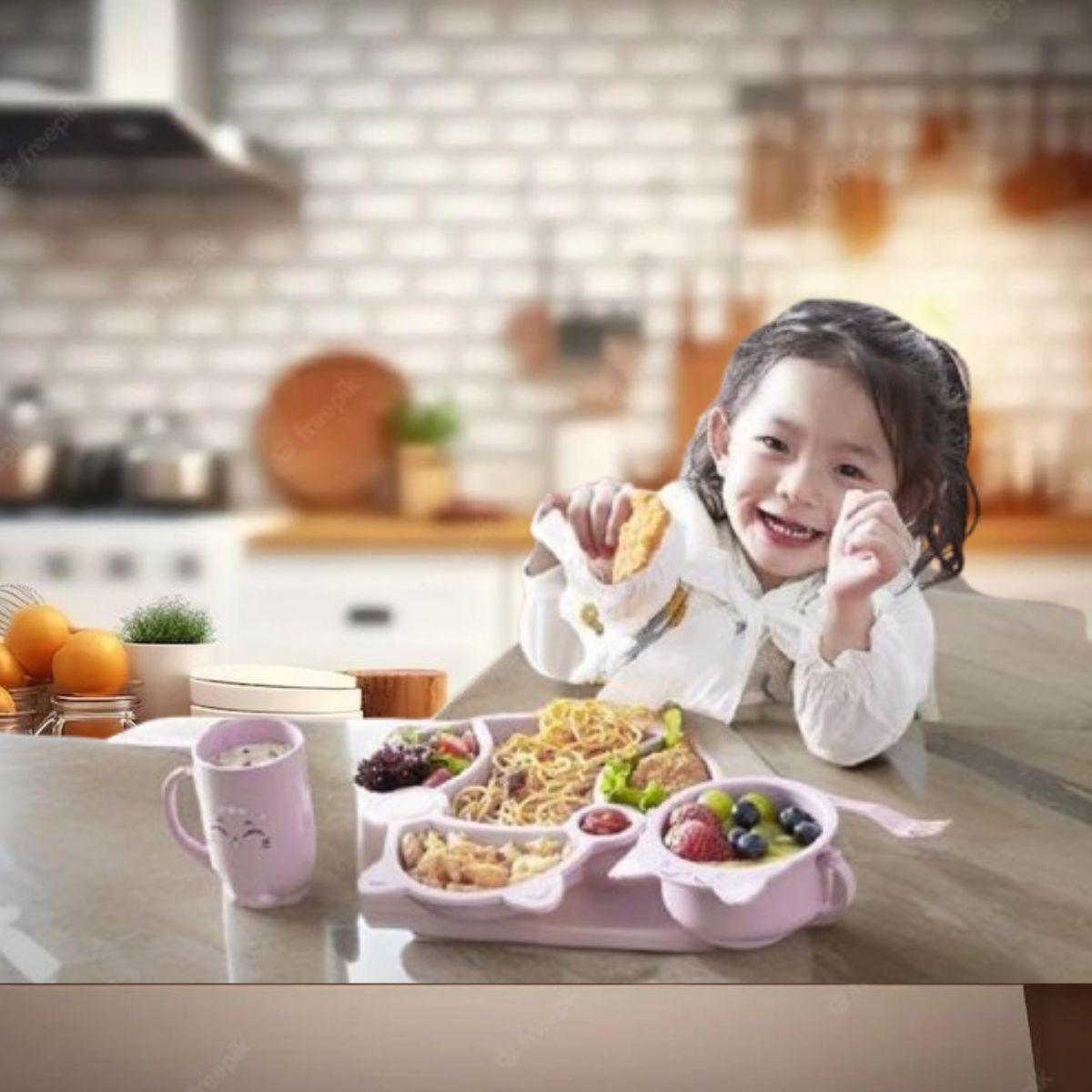 Set 3 Platos Silicona Forma Gato Entrenamiento Niños Lau-1