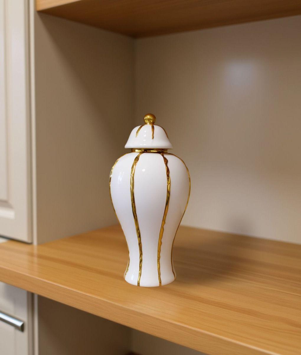 Potiche Jarrón Decorativo Elegante Recipiente Tapa Jhn-9