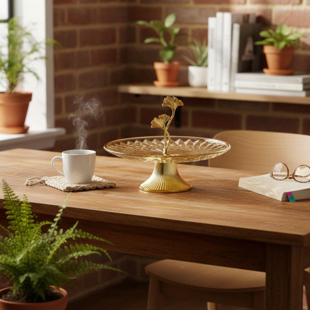 Centro Mesa Decorativo Diseño Artístico Plato Pedestal Jhn-6