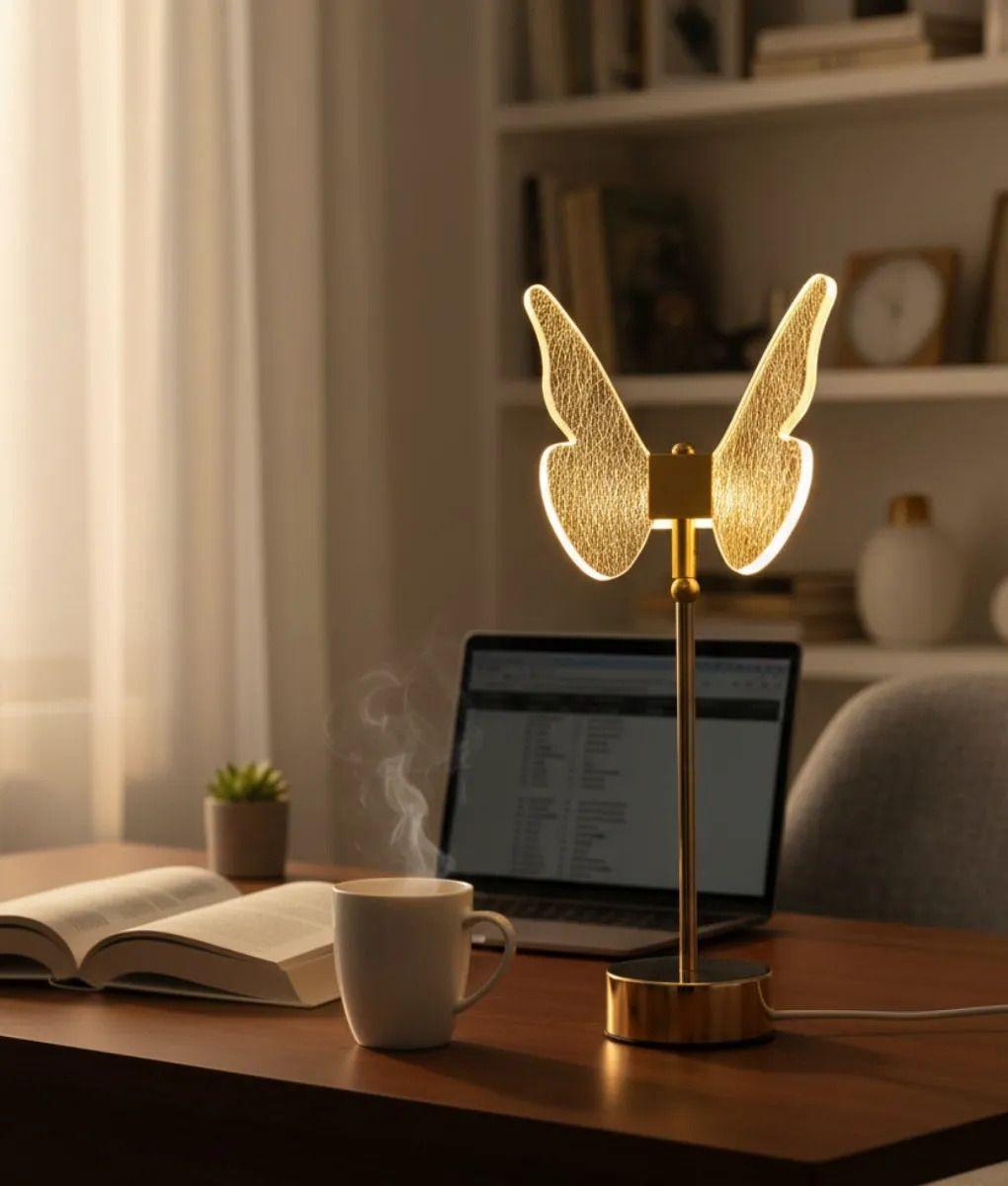 Lámpara Mesa Decorativa Mariposa Alas Iluminadas LED Jhn-8