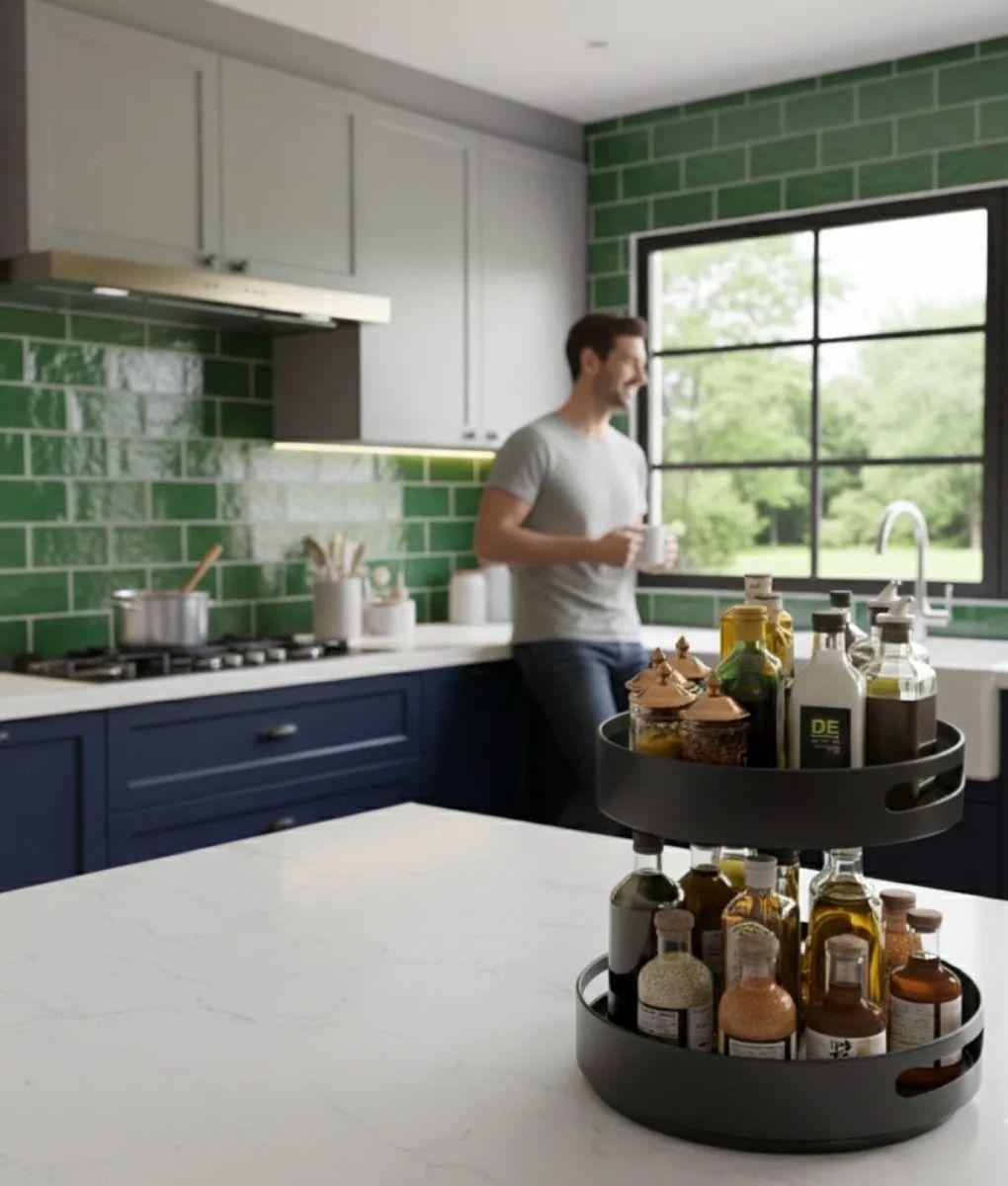 Bandeja Giratoria Decorativa Doble Nivel Organización Jhn-2