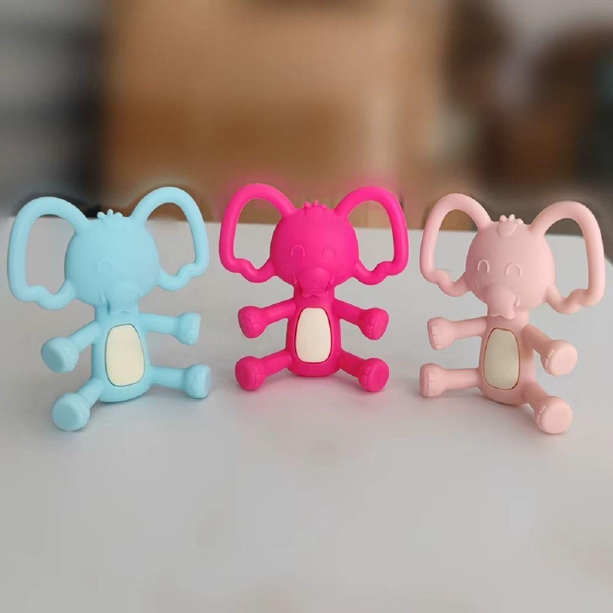 Set 3 Mordedor Elefantes Alivio Encias Silicona Bebes Lau-7