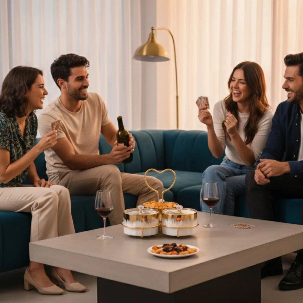 Juego 3 Soporte Snacks Diseño Corazón Elegante Aperitivo Jhn-2