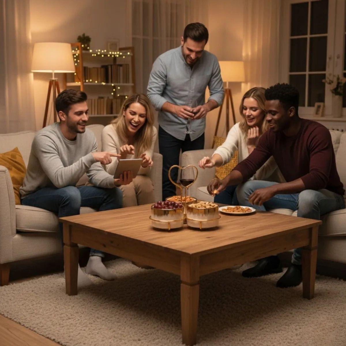 Juego 3 Soporte Snacks Diseño Corazón Elegante Aperitivo Jhn-3