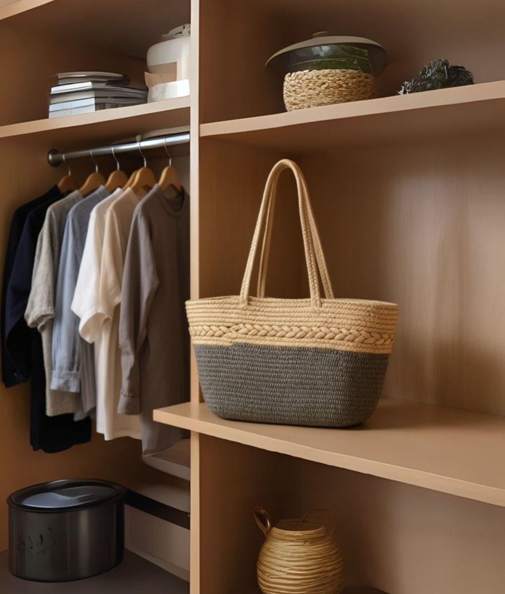 Cartera Bicolor Bolso Diseño Tejido Minimalista Moderno Jhn-6