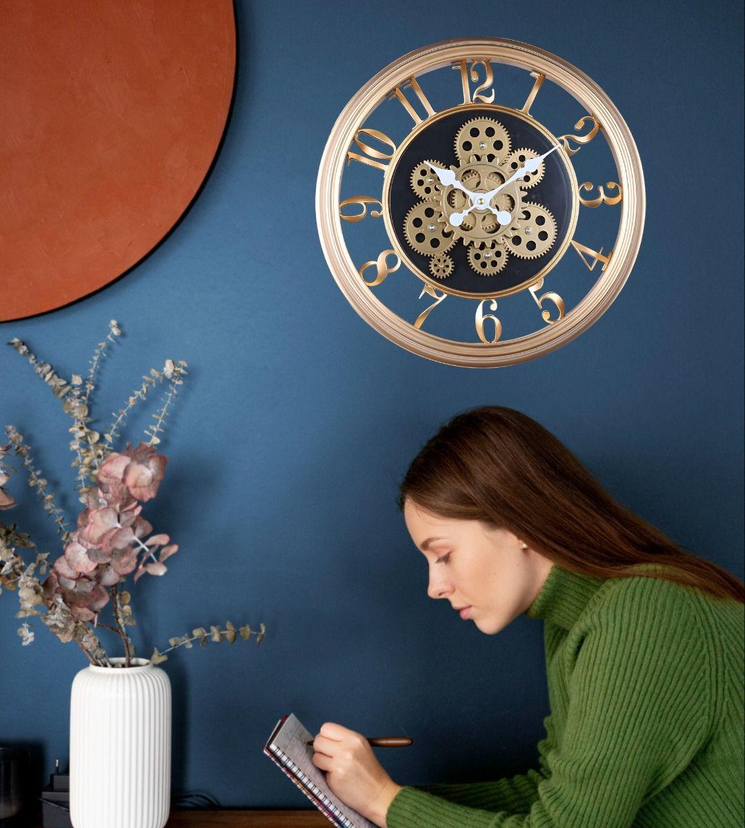 Reloj Pared Decorativo Retro 3D Engranaje Redondo Hogar Jhn-2