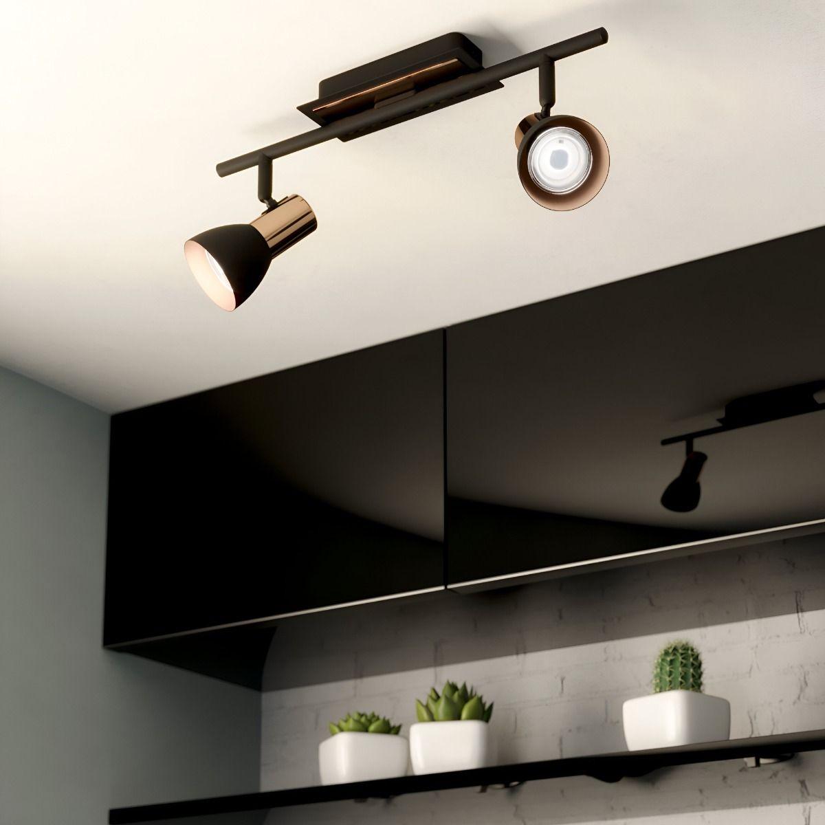 Lámpara Doble Techo Pared E27 Negro Cobre 110V 220V Jhn-7