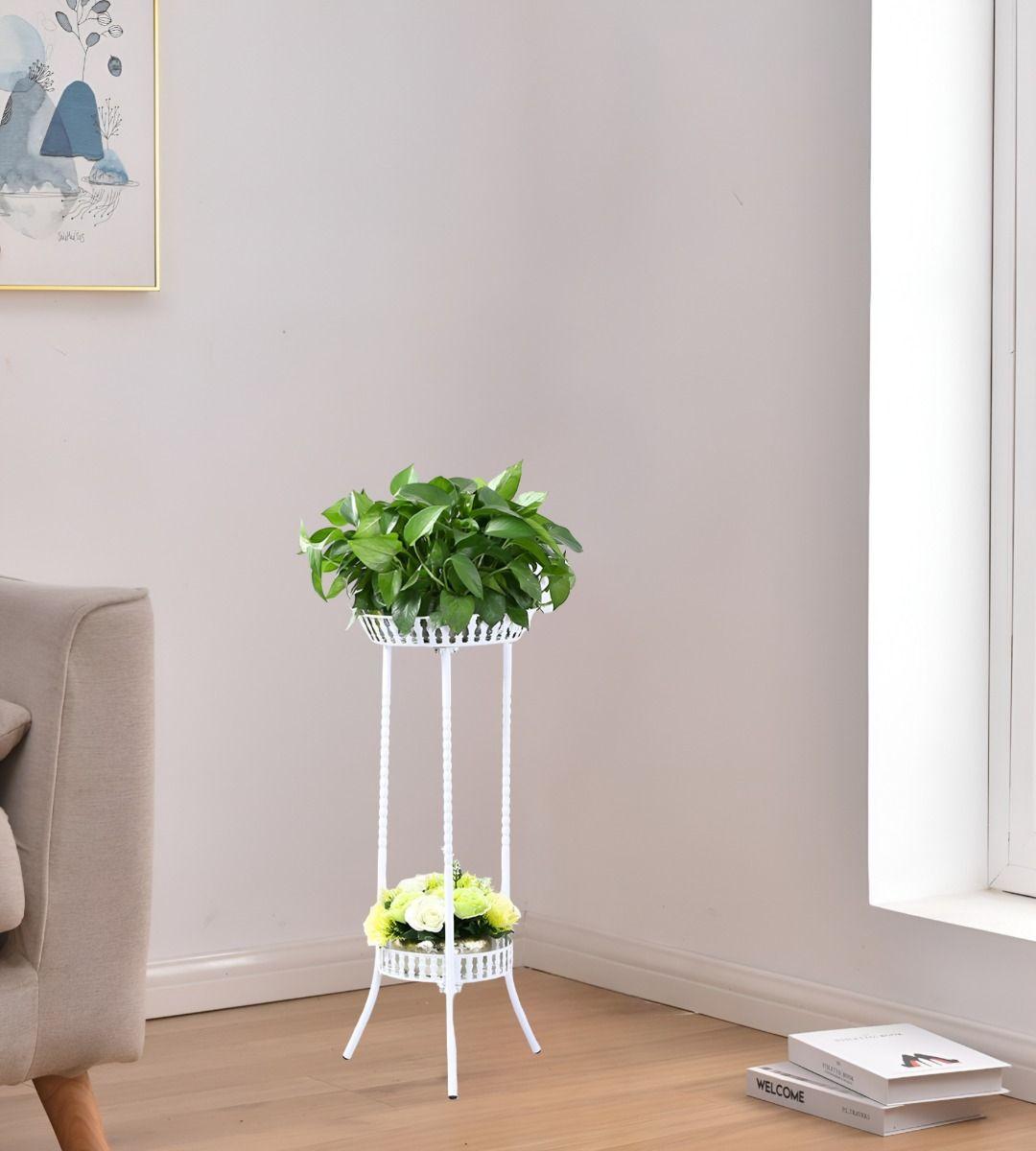 Porta Maceta Soporte Plantas 2 Niveles Exhibición Pie Jhn-8