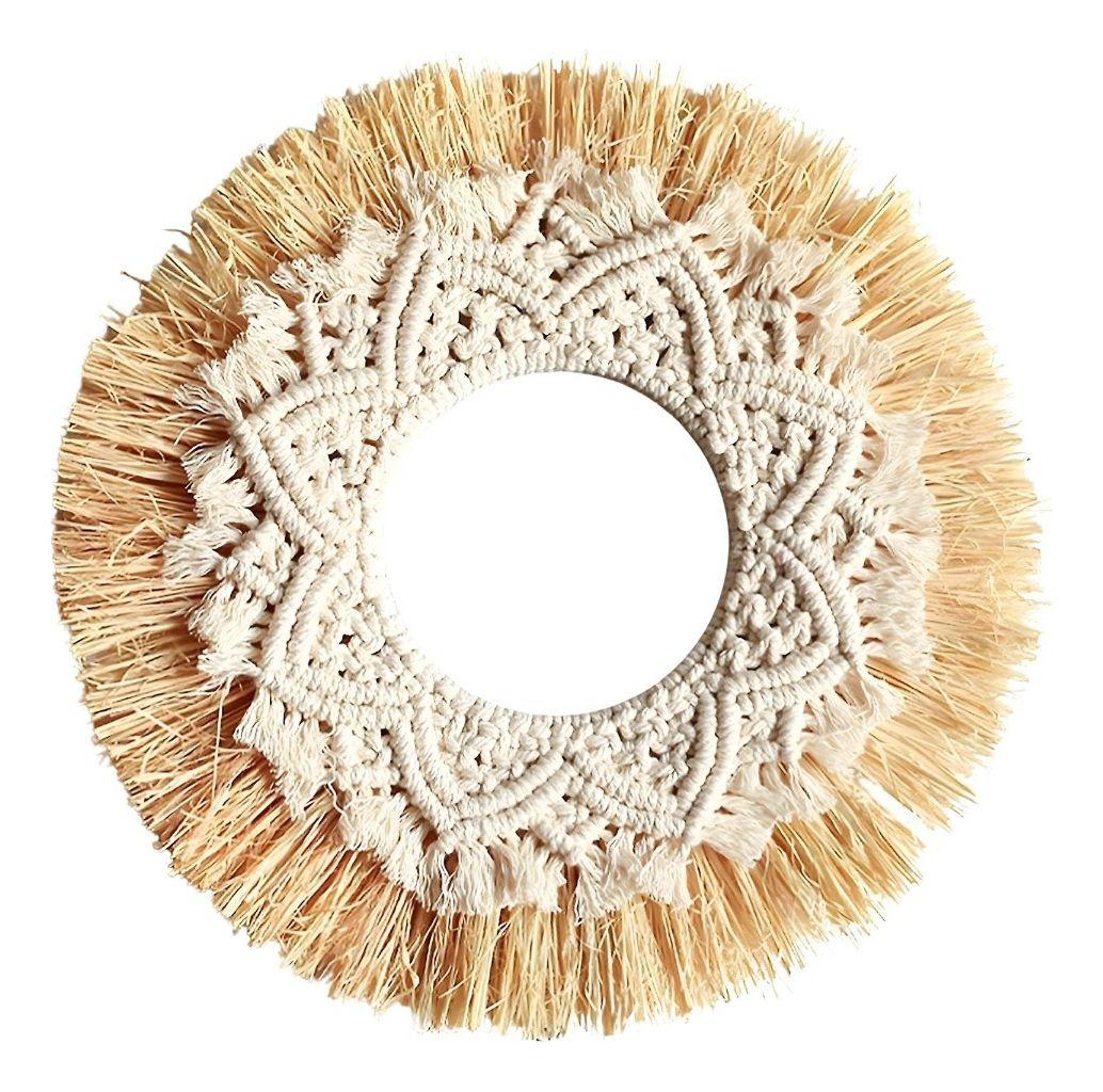 Espejo Decorativo Estilo Bohemio Tejido Adorno Pared Jhn-0