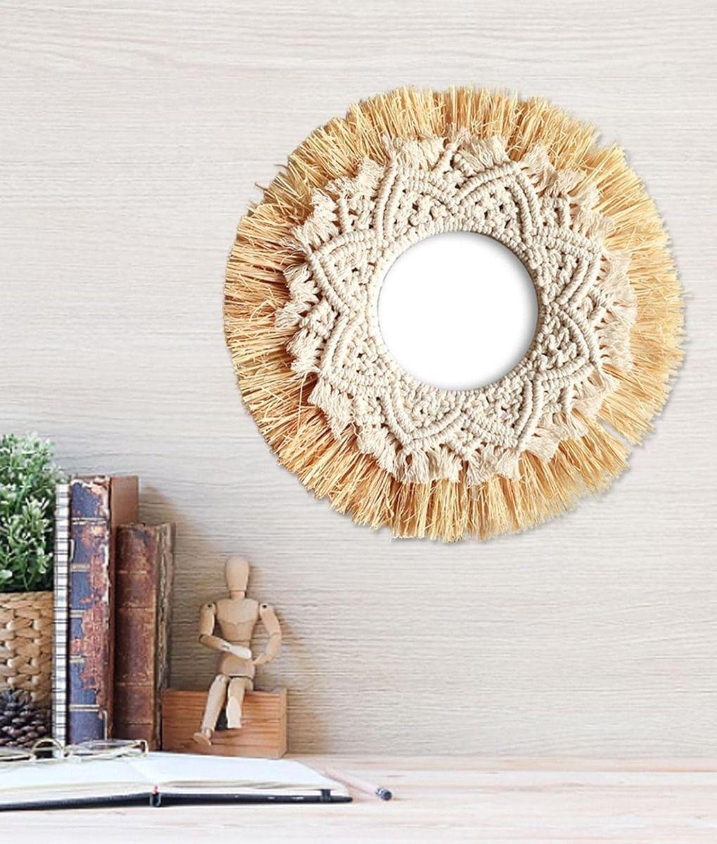 Espejo Decorativo Estilo Bohemio Tejido Adorno Pared Jhn-9