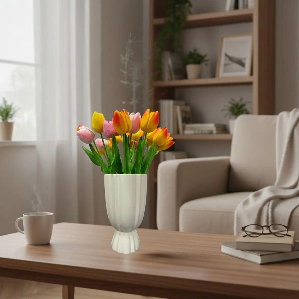 Florero Escultórico Gala Diseño Acanalado Elegante AJ-9