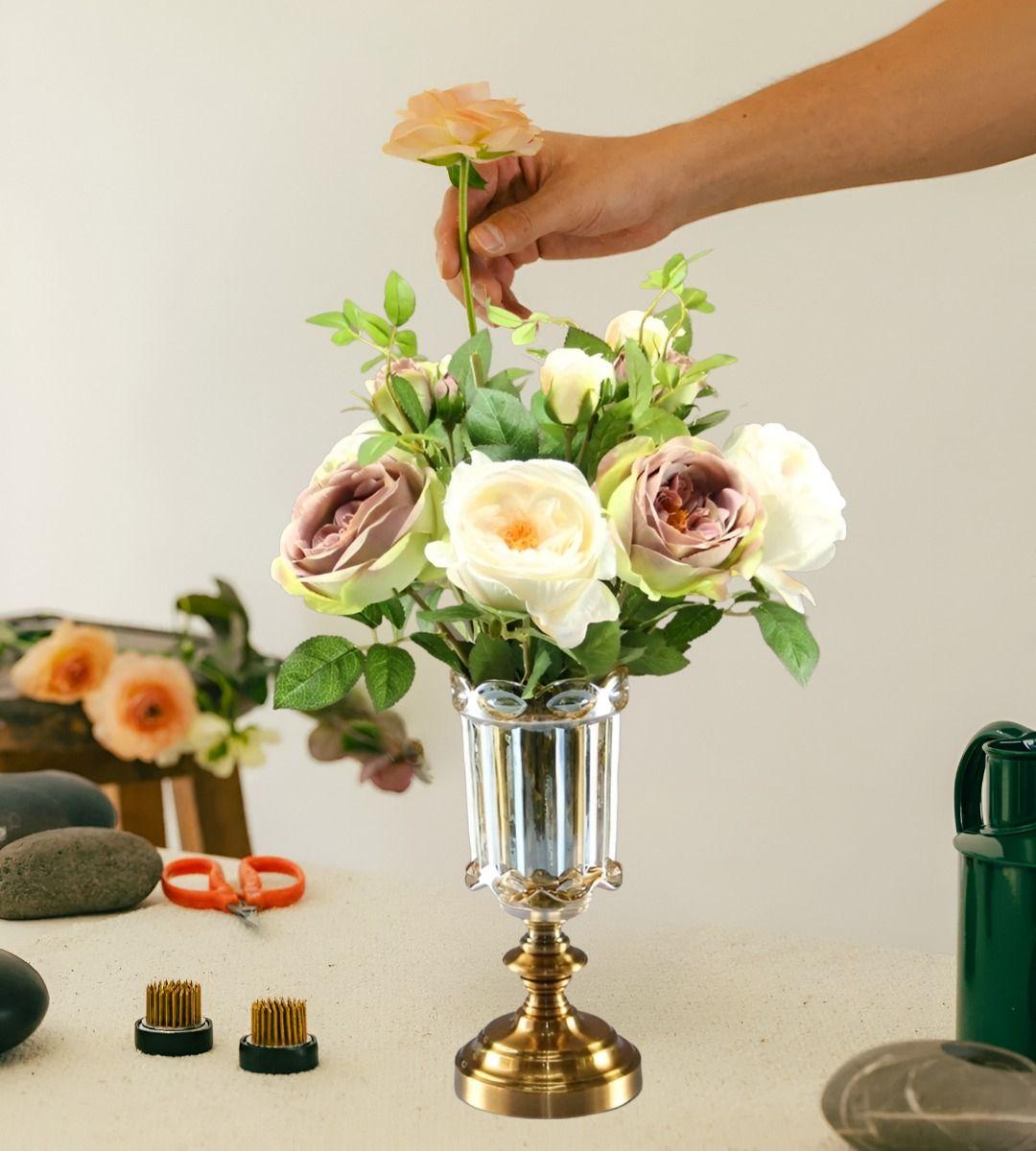 Jarrón Florero Cristal Base Adorno Decorativos 29 cm Jhn-1