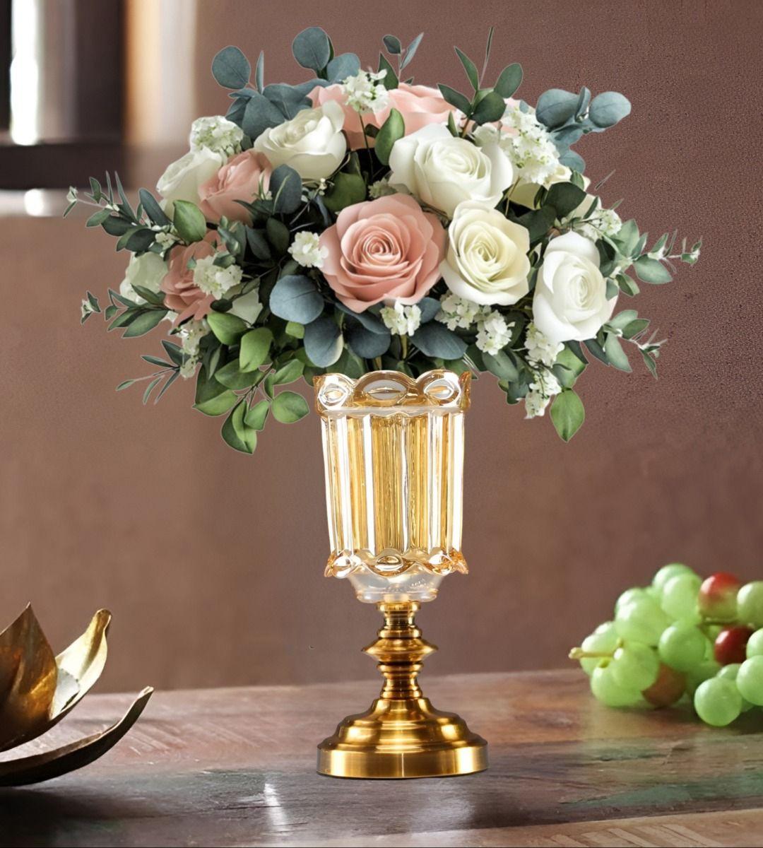 Jarrón Florero Cristal Base Adorno Decorativos 29 cm Jhn-3