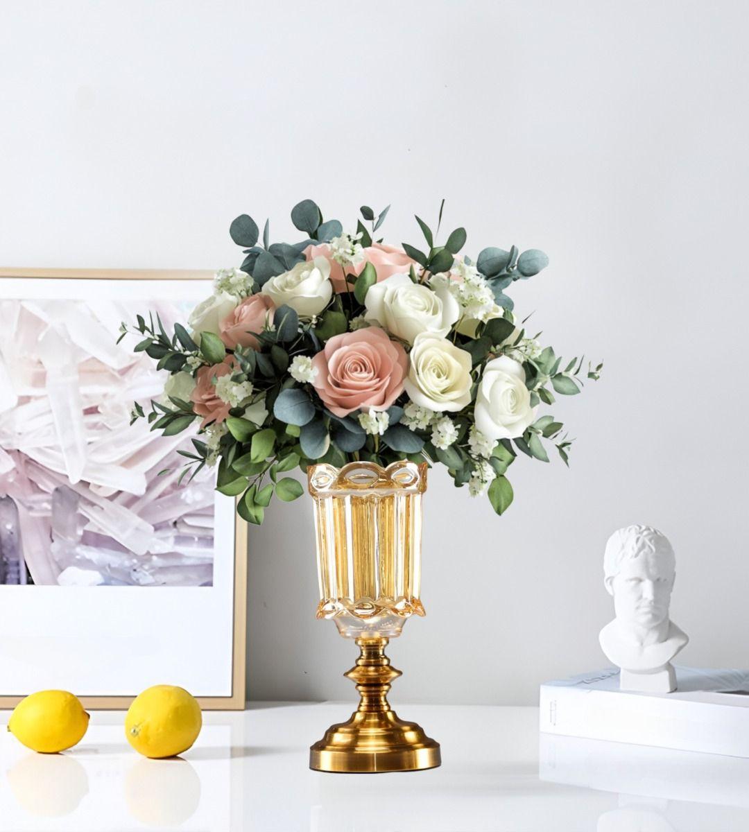 Jarrón Florero Cristal Base Adorno Decorativos 29 cm Jhn-4