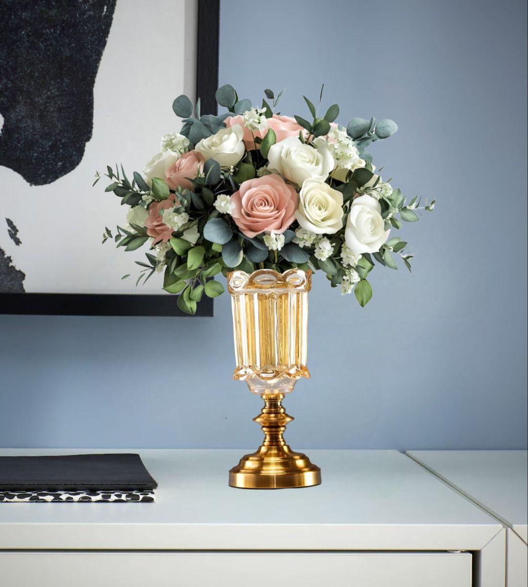 Jarrón Florero Cristal Base Adorno Decorativos 29 cm Jhn-6