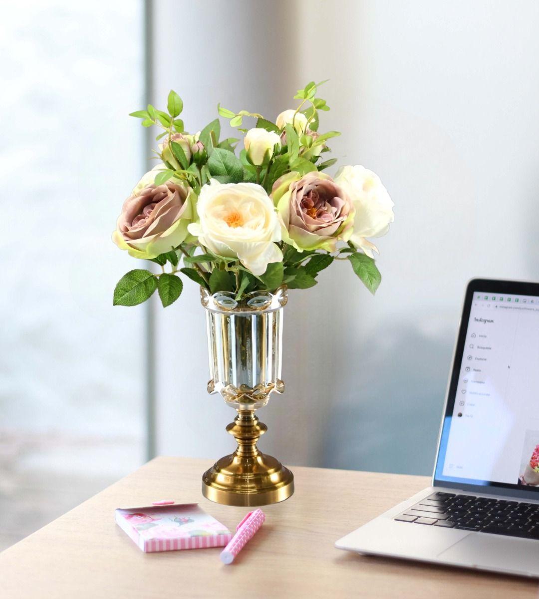 Jarrón Florero Cristal Base Adorno Decorativos 29 cm Jhn-7