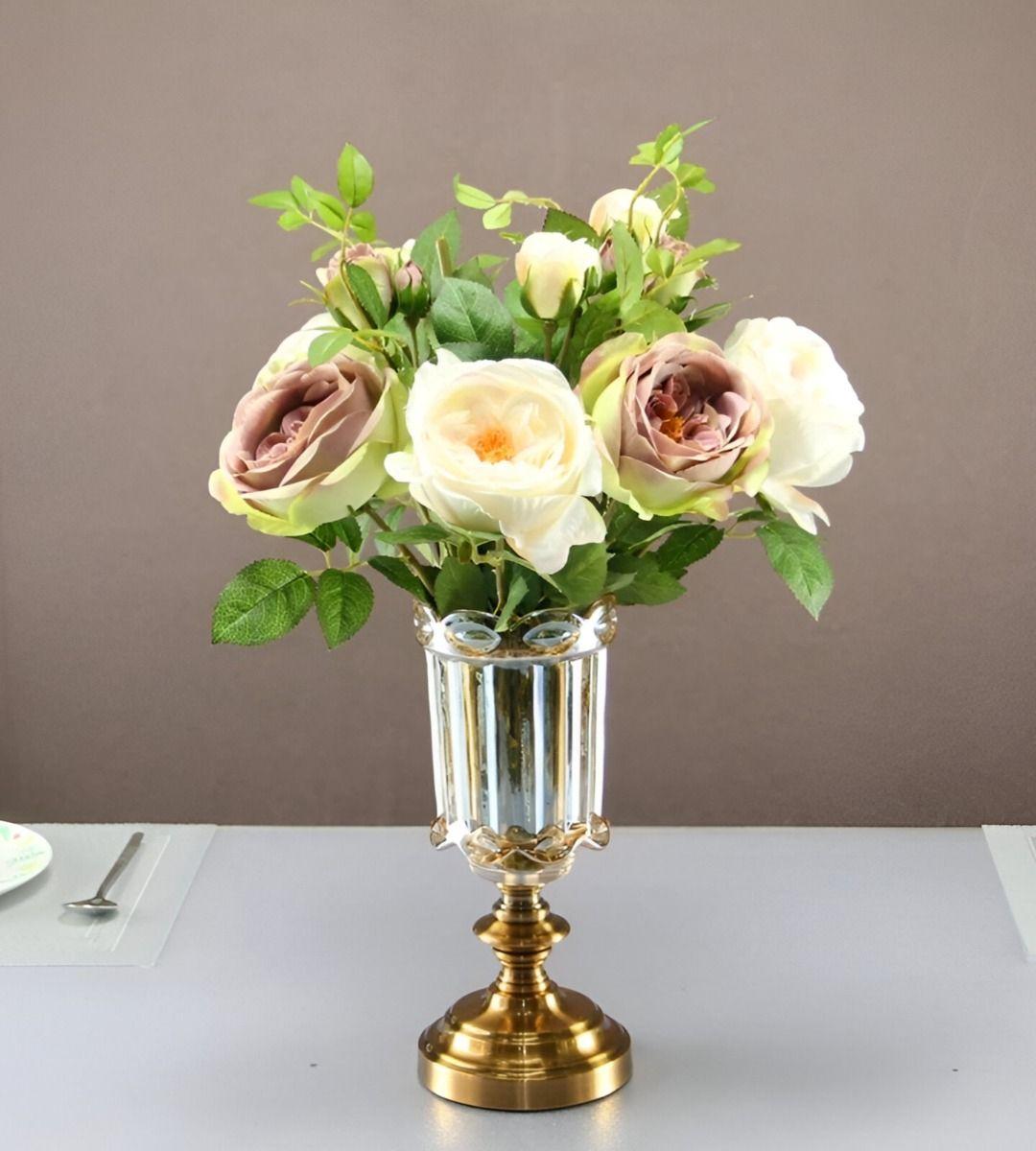 Jarrón Florero Cristal Base Adorno Decorativos 29 cm Jhn-8