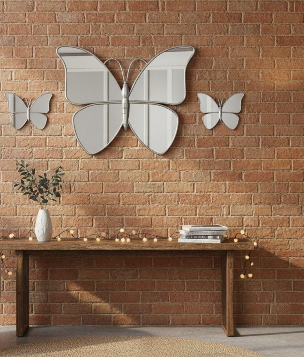 Set 3 Espejo Decorativo Pared Mariposa Funcional Hogar Jhn-5