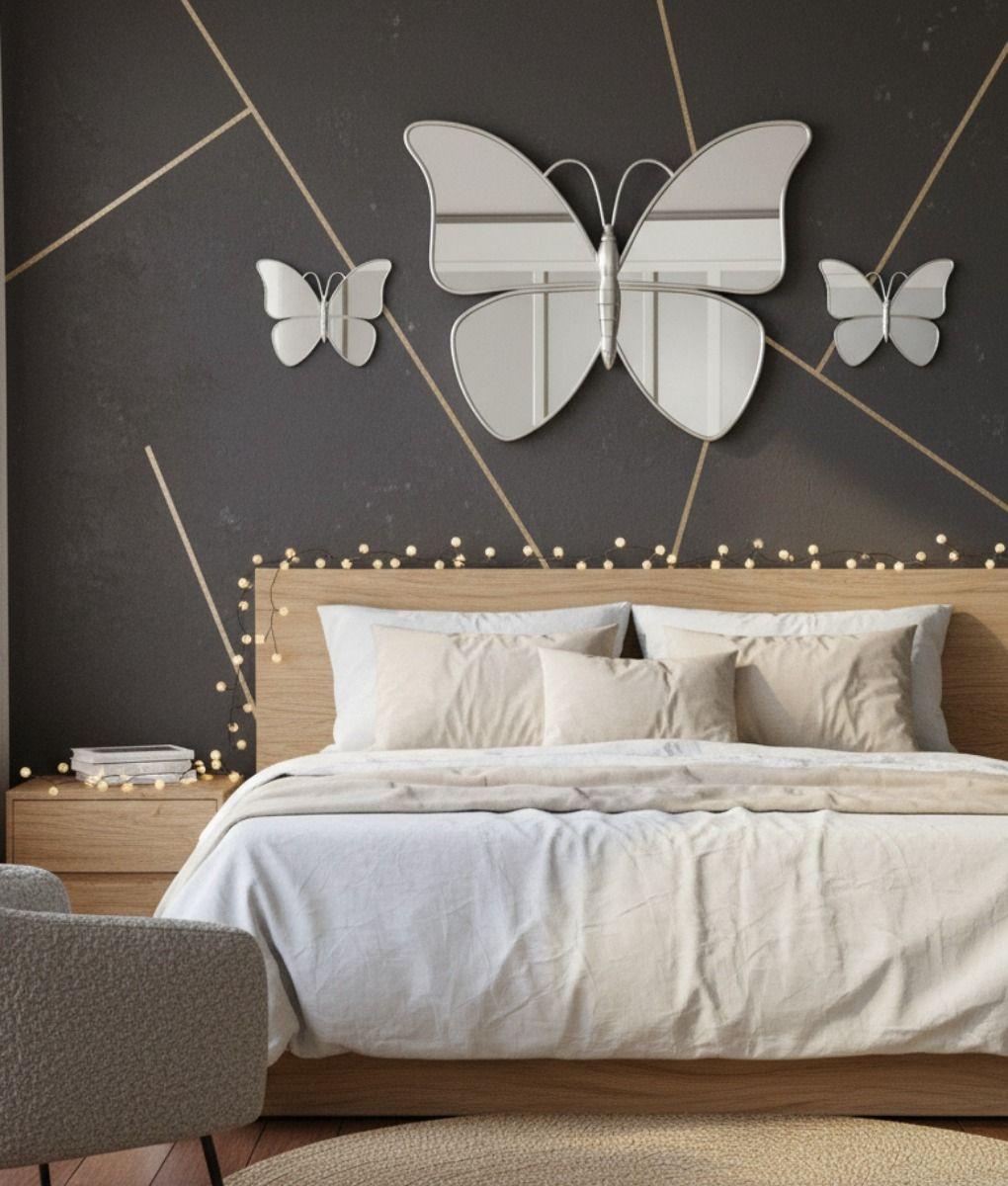 Set 3 Espejo Decorativo Pared Mariposa Funcional Hogar Jhn-6