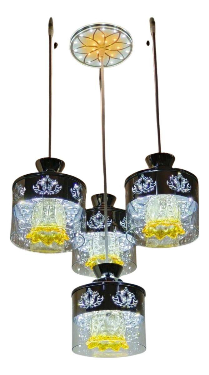 Lampara Colgante Vidrio 4 Luces Moderna Hogar Lau-0