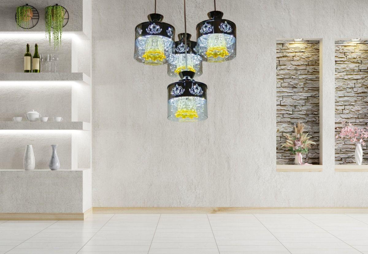 Lampara Colgante Vidrio 4 Luces Moderna Hogar Lau-1