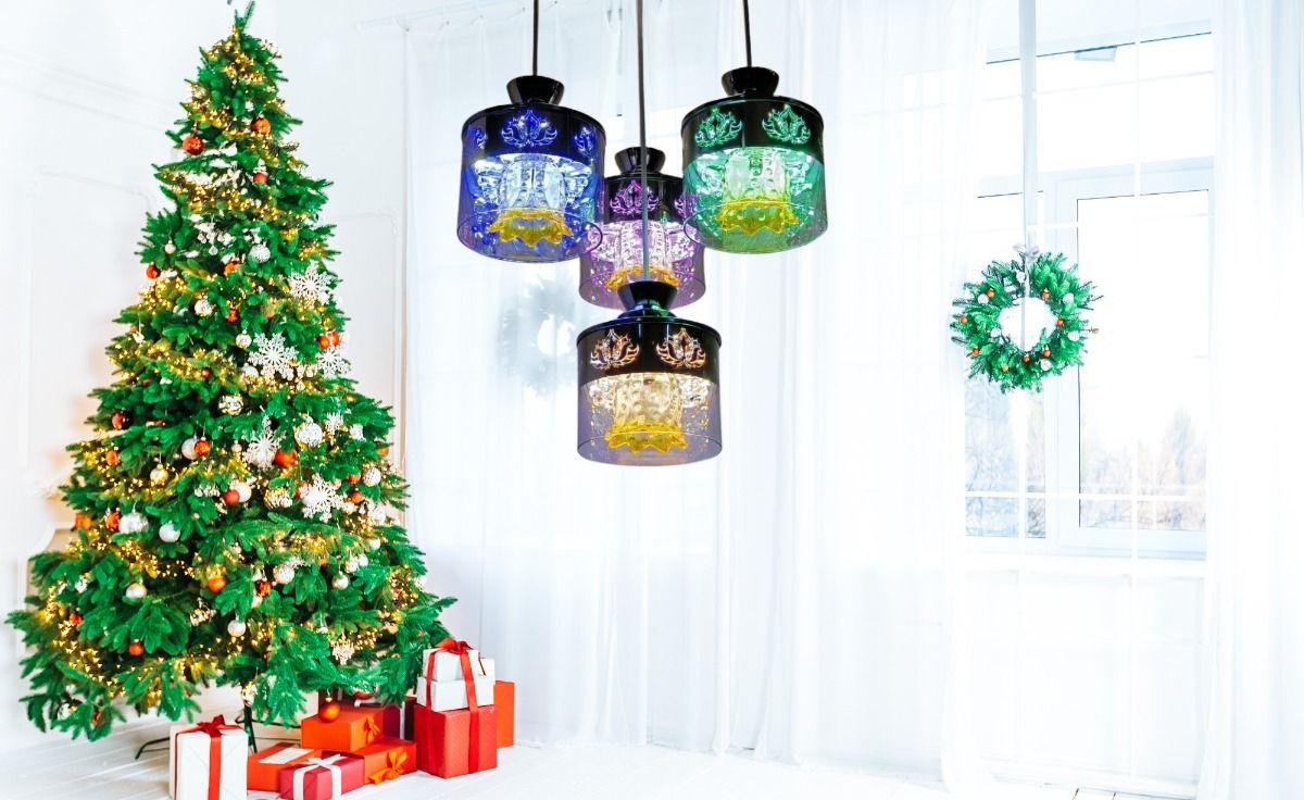 Lampara Colgante Vidrio 4 Luces Moderna Hogar Lau-5