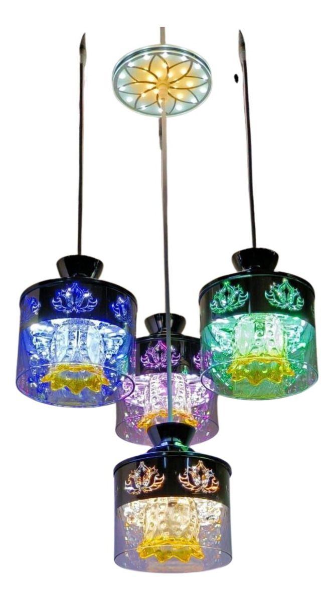 Lampara Colgante Vidrio 4 Luces Moderna Hogar Lau-7