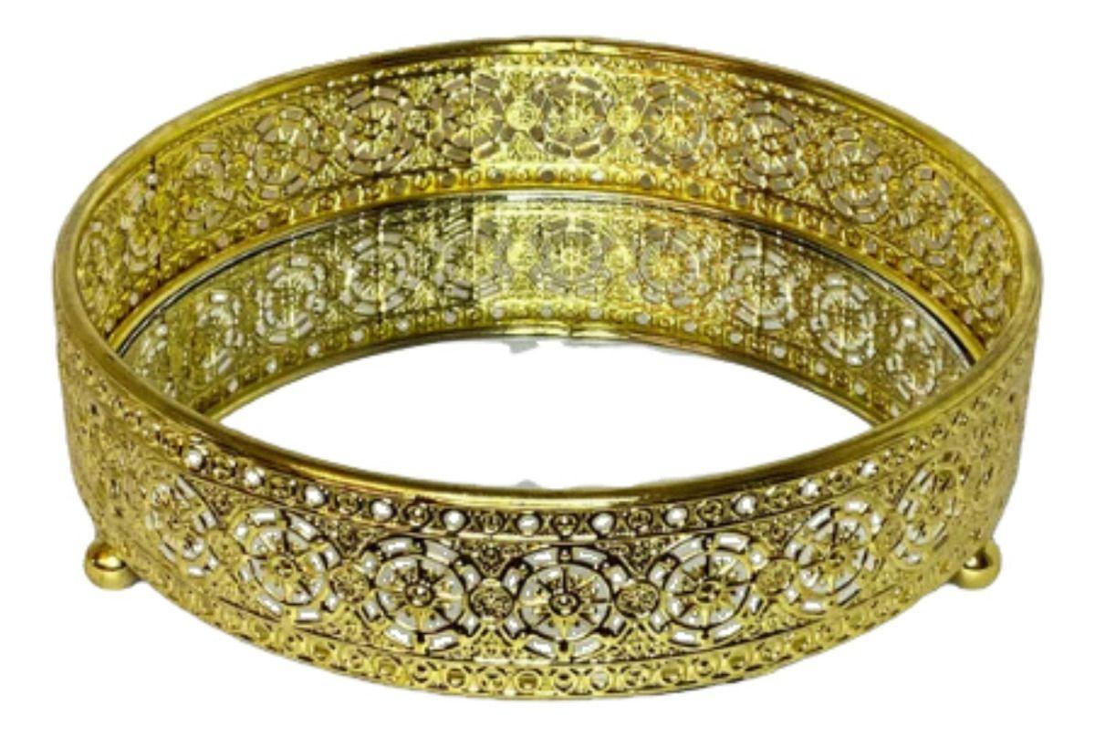 BANDEJA DECORATIVA REDONDA ELEGANTE MESA HOGAR LAU-1