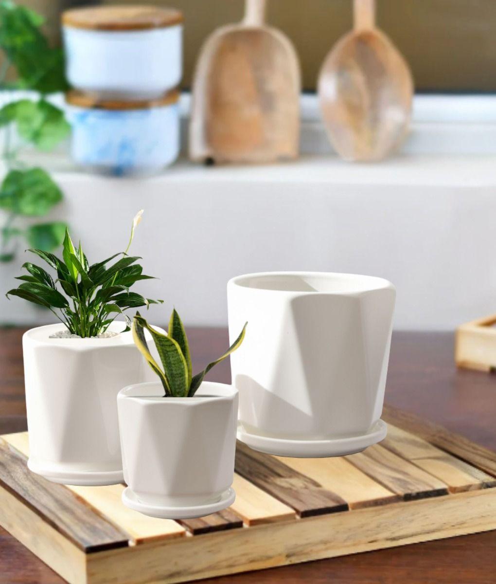 Set 3 Maceta Decorativa Diseño Geométrico Versátil Jhn-9