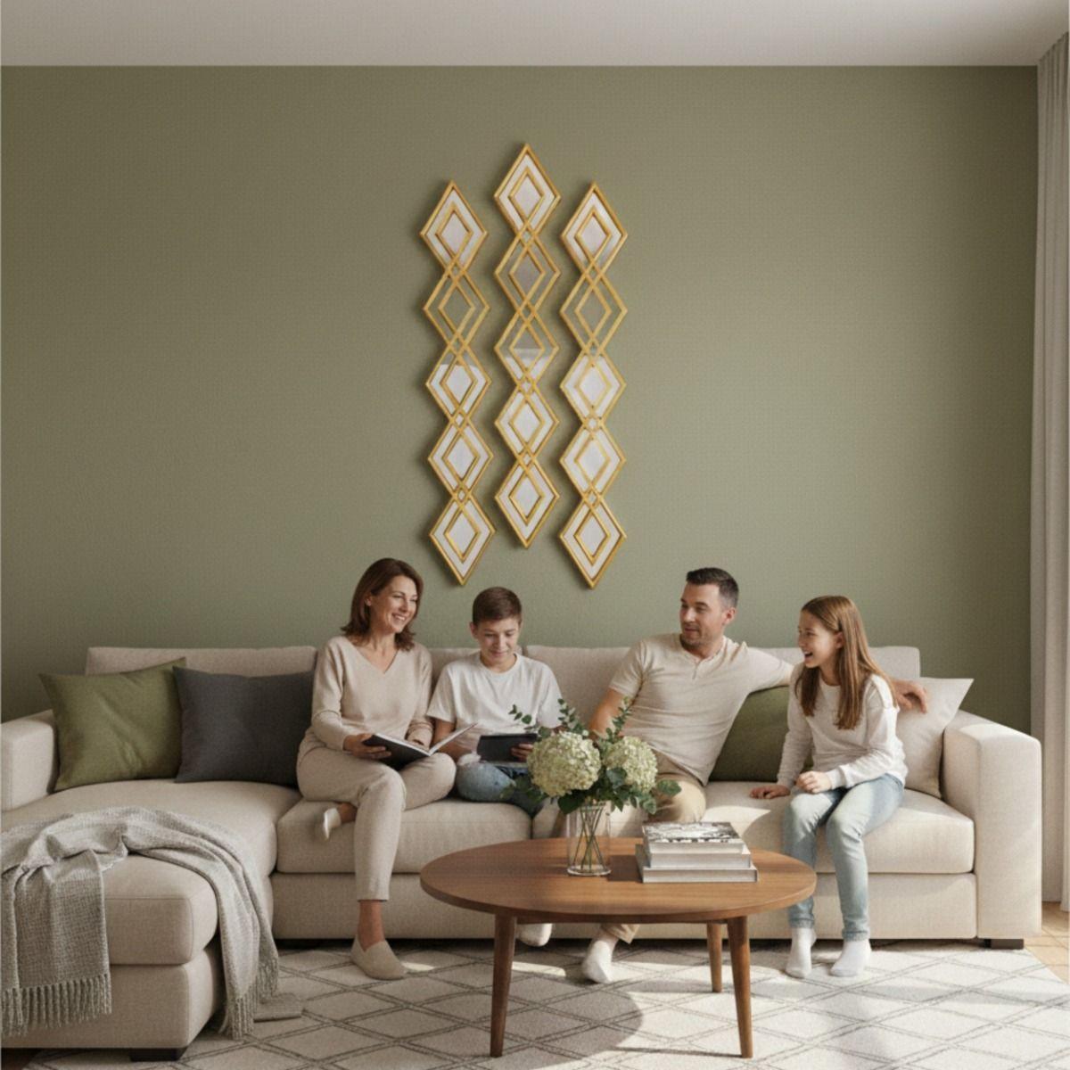 Set 3 Espejo Pared Decorativo Panel Artístico Diamante Jhn-4