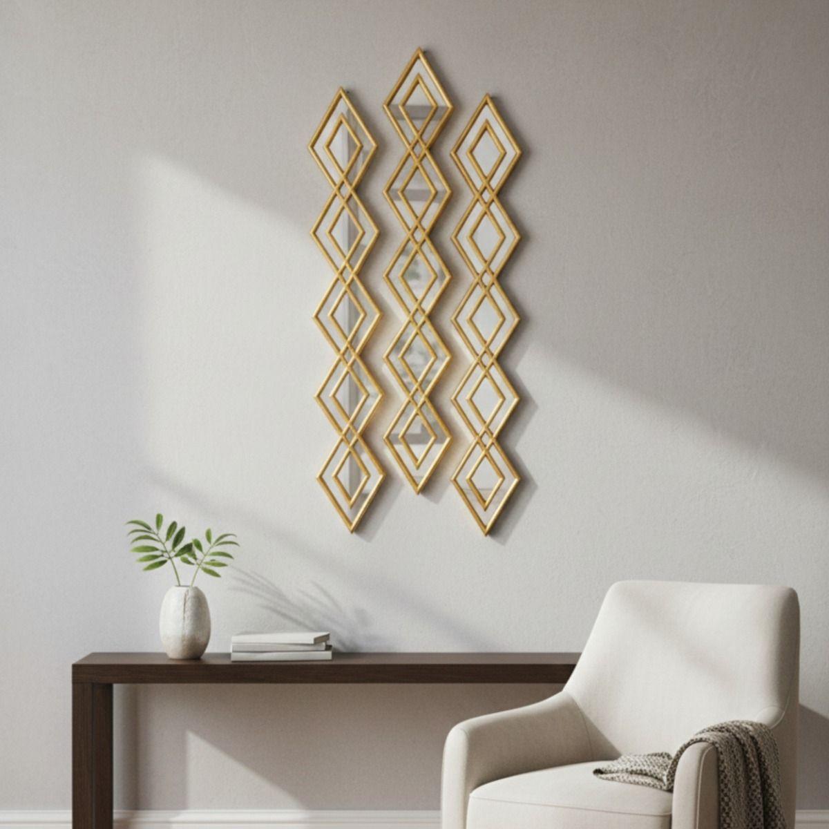 Set 3 Espejo Pared Decorativo Panel Artístico Diamante Jhn-5