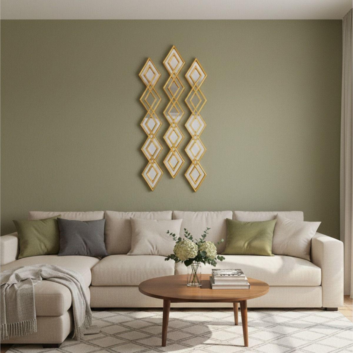 Set 3 Espejo Pared Decorativo Panel Artístico Diamante Jhn-7