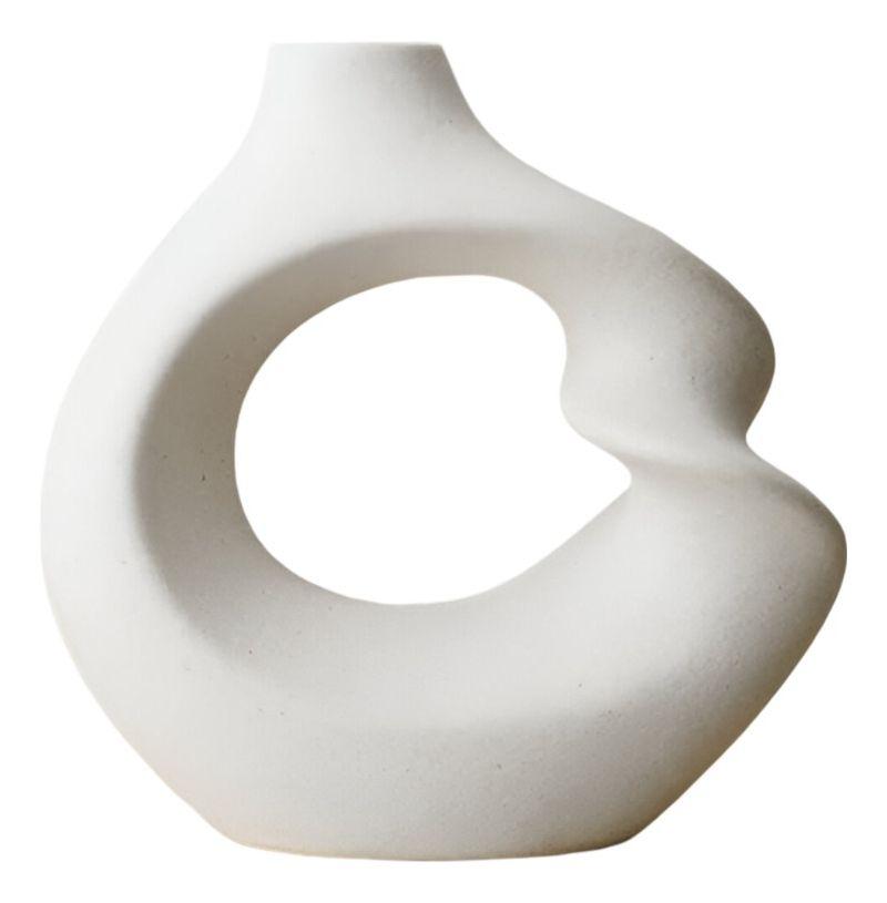 Jarrón Flores Cerámica Decoración Moderno Pequeño Blanco Jhn-0